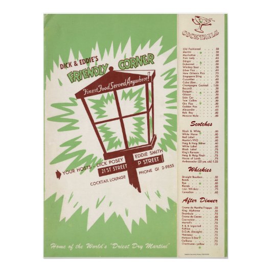 Dick & Eddie's Menu Poster (Voorkant)