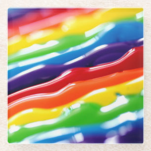 Dick Glossy Colour Paint Lines Glazen Onderzetter