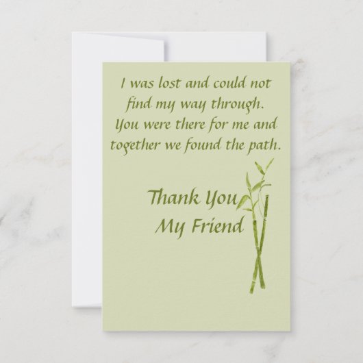 Dick Green Bamboo verbergt het pad Dank u wel Bedankkaart (Achterkant)