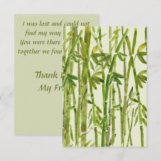 Dick Green Bamboo verbergt het pad Dank u wel Bedankkaart (Voorkant / Achterkant)