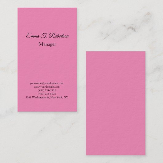Dick modern trendy minimalistisch roze vrouwtje visitekaartje (Voorkant / Achterkant)