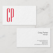 Dick Modern White Monogram Professional Plain Visitekaartje (Voorkant / Achterkant)