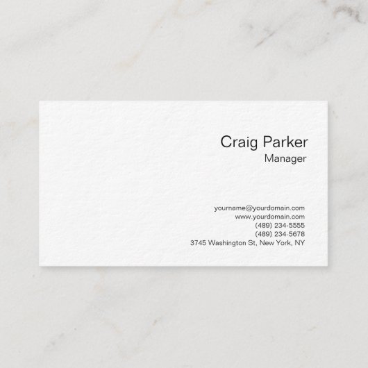 Dick Modern White Monogram Professional Plain Visitekaartje (Achterkant)