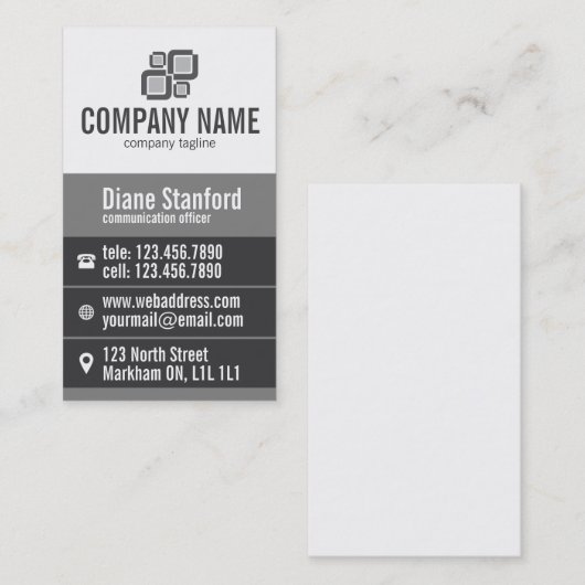 Dick Stripe Professional - grijs Visitekaartje (Voorkant / Achterkant)