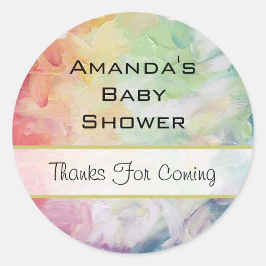 Dick Textured Abstract Paint Baby shower Ronde Sticker (Voorkant)