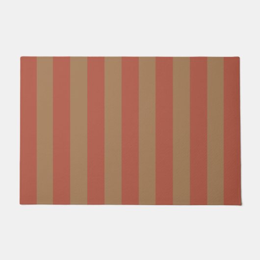 Dick Vertical Stripes Terracotta Brown Striped Deurmat (Voorkant)