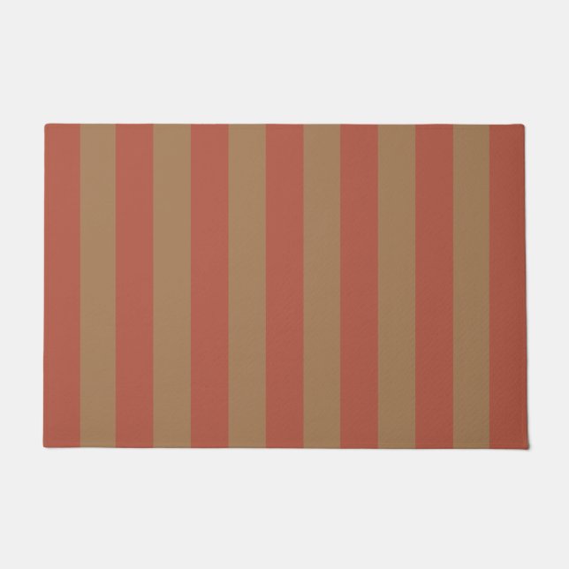 Dick Vertical Stripes Terracotta Brown Striped Deurmat (Voorkant)