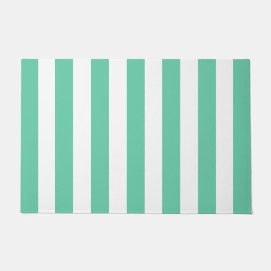 Dick Verticale strips Aquamarine & White Striped Deurmat (Voorkant)