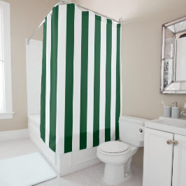 Dick Verticale strips Forest Green White Striped Douchegordijn