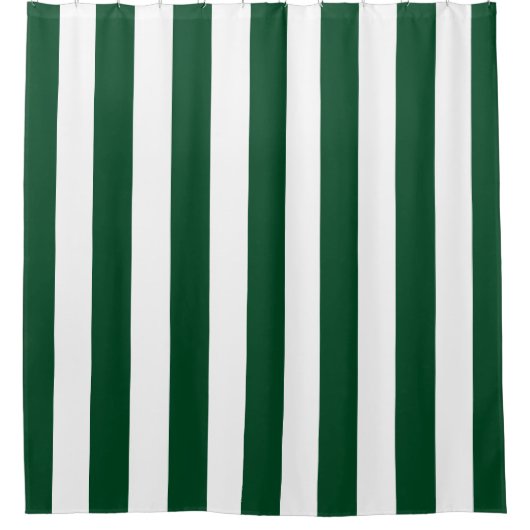 Dick Verticale strips Forest Green White Striped Douchegordijn (Voorkant)
