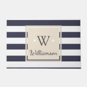 Dick White Modern Stripes - Familienaam Monogram Deurmat (Voorkant)