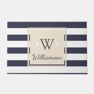 Dick White Modern Stripes - Familienaam Monogram Deurmat