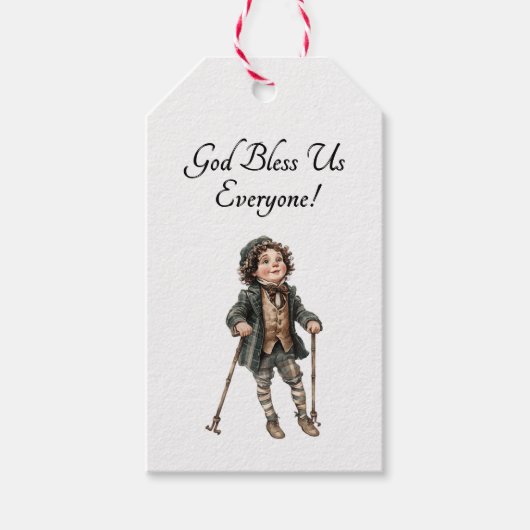 Dickens Een Kerstlied Tiny Tim Cadeaubijslagen Cadeaulabel (Voorkant)