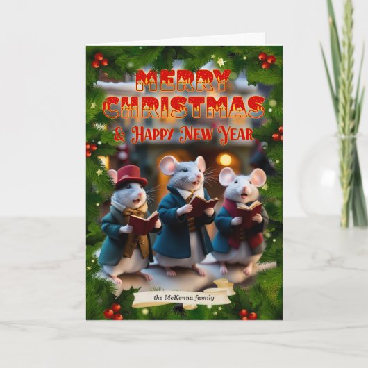 Dickens Kerst Carol Zingmuizen Christelijk Feestdagen Kaart (Voorkant)