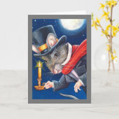 Dickens Kerst Scrooge Muis Watercolor Kunst Kaart (Gele Bloem)