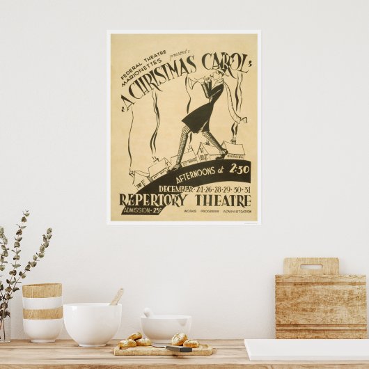 Dickens Kerstcarol 1938 WPA Poster (Keuken)