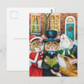 Dickens kerstCaroling Mice Waterverf Art Briefkaart (Voorkant / Achterkant)