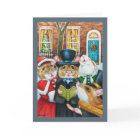 Dickens kerstCaroling Mice Waterverf Art