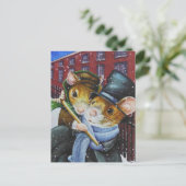 Dickens Kerstkerst Carol Waterverf Art Briefkaart (Staand voorkant)