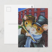 Dickens Kerstkerst Carol Waterverf Art Briefkaart (Voorkant / Achterkant)