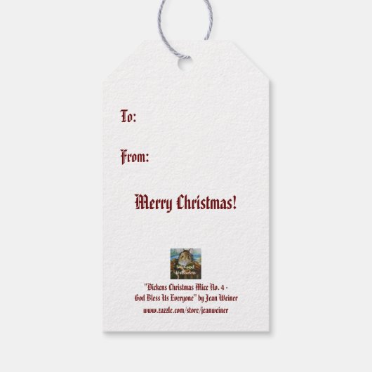 Dickens Kerstkerst Carol Waterverf Art Cadeaulabel (Achterkant)