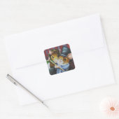Dickens Kerstkerst Carol Waterverf Art Vierkante Sticker (Envelop)