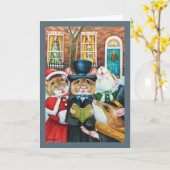 Dickens Kerstliedjes zingende Muizen Aquarel Kunst Kaart (Gele Bloem)