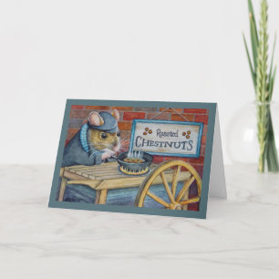 Dickens Kerstmis Muis Roosteren Kastanjes Kunst Kaart