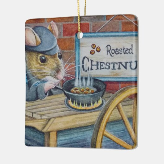 Dickens kerstmuis Roasting Chestnut Art Keramisch Ornament (Links)
