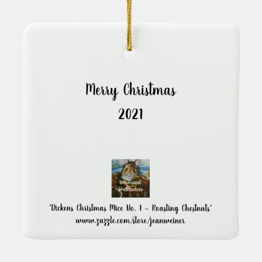 Dickens kerstmuis Roasting Chestnut Art Keramisch Ornament (Achterkant)