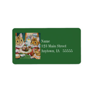 Dickens kerstmuizen Waterverf Etiket