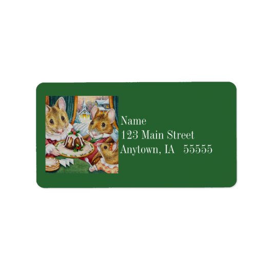 Dickens kerstmuizen Waterverf Etiket (Voorkant)