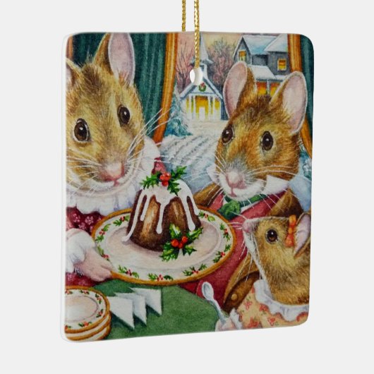 Dickens kerstmuizen Waterverf Keramisch Ornament (Rechts)