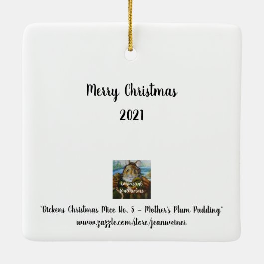Dickens kerstmuizen Waterverf Keramisch Ornament (Achterkant)