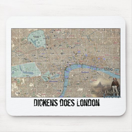 Dickens London Map Mousepad Muismat (Voorkant)