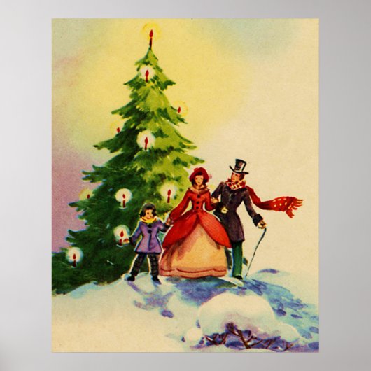 Dickens style Christmas illustration Poster (Voorkant)