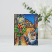 Dickens Waterverf met kerstlampjes Briefkaart (Staand voorkant)