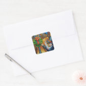 Dickens Waterverf met kerstlampjes Vierkante Sticker (Envelop)
