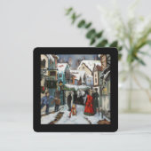 Dickensian Kerstcarol Village Scene Personal Feestdagenkaart (Staand voorkant)