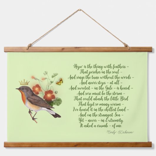 Dickinson Hope Poem & Crown Bird Hangend Wandkleed (Voorkant)