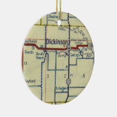Dickinson ND Old Map Keramisch Ornament (Rechts)