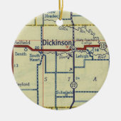 Dickinson ND Old Map Keramisch Ornament (Voorkant)