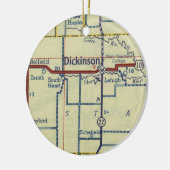 Dickinson ND Old Map Keramisch Ornament (Links)
