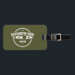 Dickschutter Creek Idaho Kayaking Bagagelabel<br><div class="desc">Dickshot Creek begint ten westen van Dickshot, Idaho, en stroomt naar het zuiden. Hij snijdt een smalle, diepe kloof door het voortschrijdende plateau landschap tot het zich bij Deep Creek aansluit. De wateren van Dickschutter stromen tegen het einde van de lente naar het begin van de zomer, waarbij alleen geïsoleerde...</div>