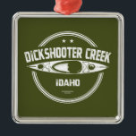 Dickschutter Creek Idaho Kayaking Metalen Ornament<br><div class="desc">Dickshot Creek begint ten westen van Dickshot, Idaho, en stroomt naar het zuiden. Hij snijdt een smalle, diepe kloof door het voortschrijdende plateau landschap tot het zich bij Deep Creek aansluit. De wateren van Dickschutter stromen tegen het einde van de lente naar het begin van de zomer, waarbij alleen geïsoleerde...</div>