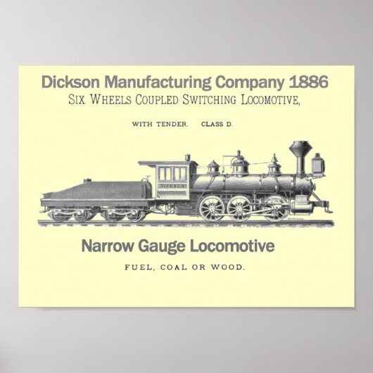 Dickson Switching Locomotive 1886 Poster (Voorkant)