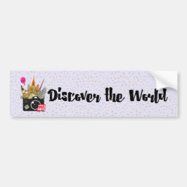 Dicover the World Camera met Europese landmerken Bumpersticker