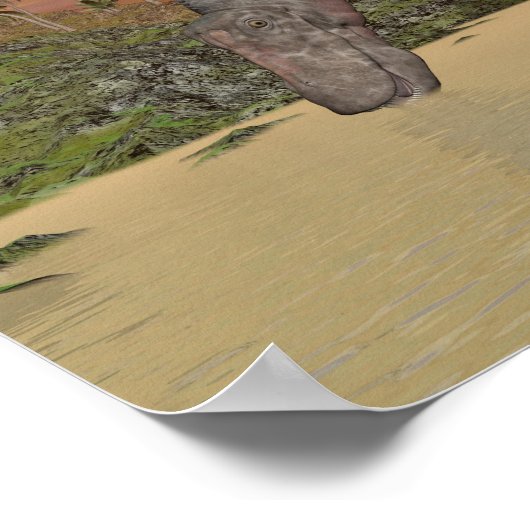 Dicraeosaurus dinosaur drink 3D rendering Poster (Hoek)