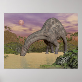 Dicraeosaurus dinosaur drink 3D rendering Poster