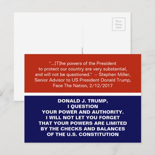 Dictator Anti-Trump Checks en Balansen Weerstaan Briefkaart (Voorkant / Achterkant)